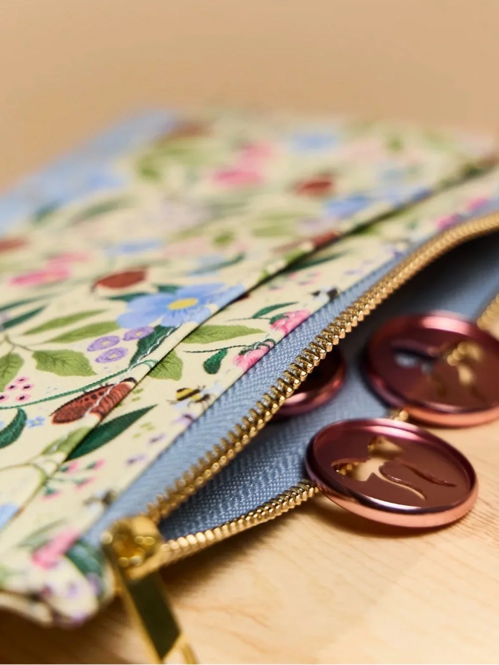 The Happy Planner Floral Zip Organizer Wallet in Cream, Blue, Pink, Green